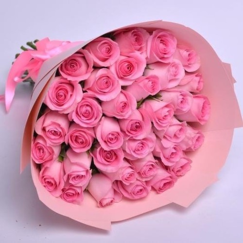 Купить на заказ Букет из 35 розовых роз с доставкой в Туркестане