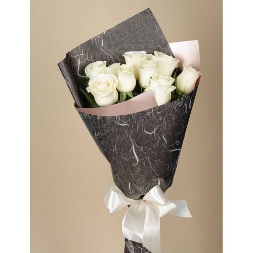 Купить на заказ Букет из 9 белых роз с доставкой в Туркестане