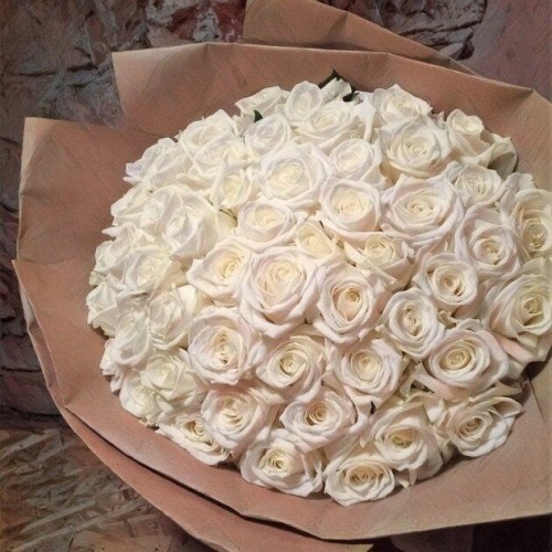 Купить на заказ Букет из 101 белой розы с доставкой в Туркестане